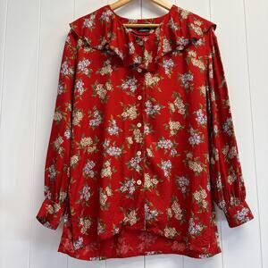 Vintage Liz‎ Sport 90s Prairie Boho Cottage Floral Top Size S Feminine Peasant
